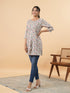 Off White Cotton Geometric Regular Tunic